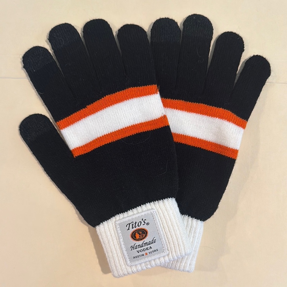 TITO’s OSFA Gloves Black Orange Ivory MLB Orioles NWOT